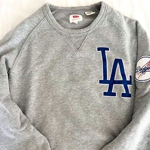 Los Angeles Dodgers x Levi's Heathered Gray Pullover Sweatshirt (Size Medium)